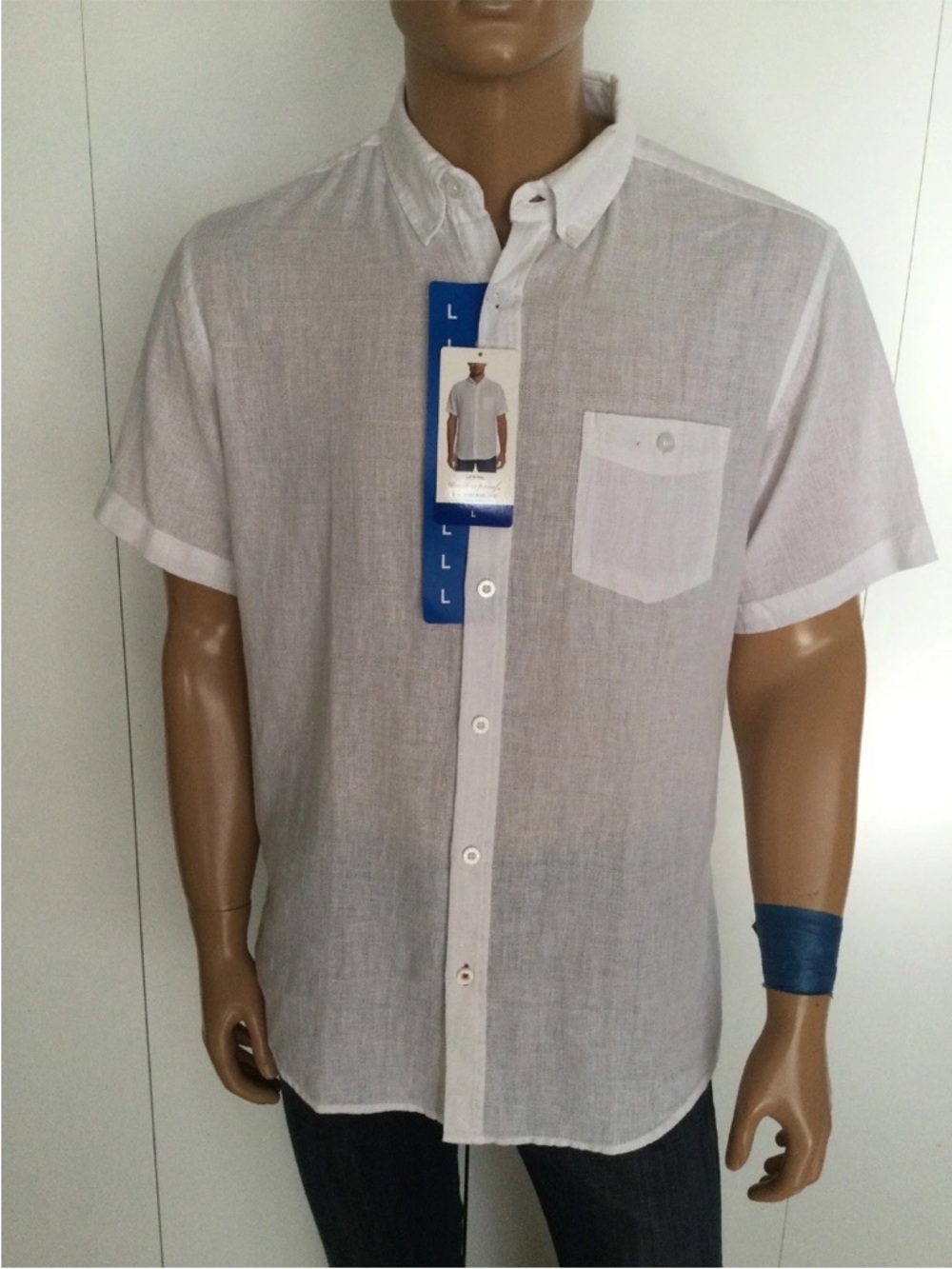 Weatherproof Vintage Linen Blend White Shirt Size L